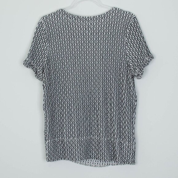 Nic + Zoe Womens Moving Lines Twisted Hem Top Size XL Short Sleeve Abstract Work - Picture 8 of 9